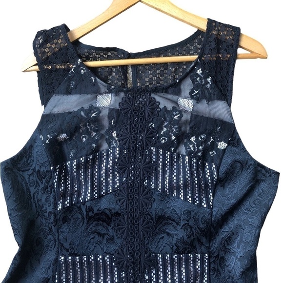 Anthropologie Moulinette Soeurs Sheath Dress 16 Black Floral Crochet Jacquard - Picture 4 of 8